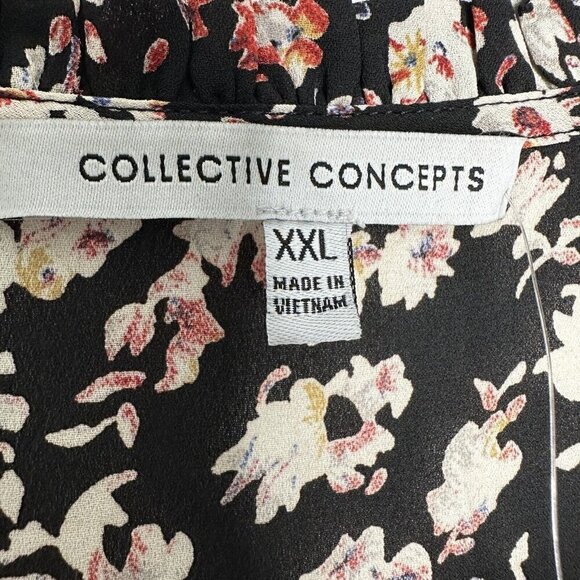 Collective Concepts Whimsical Blouse Black Floral 2XL - Picture 6 of 11